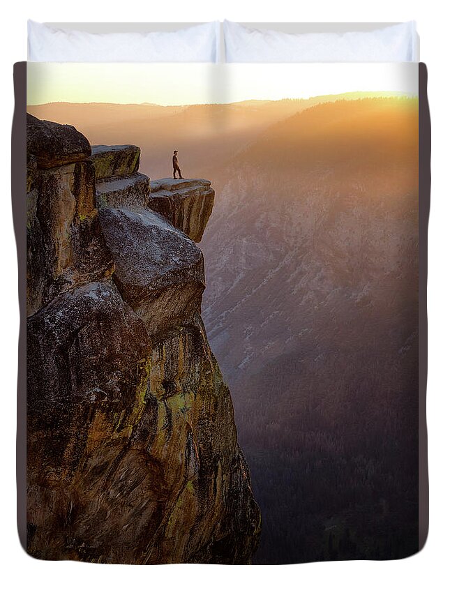 Sunset Duvet Cover featuring the photograph On the Edge by Nicki Frates