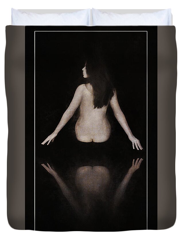 Nude Duvet Cover featuring the photograph On the Edge of the Black Pool by Aleksander Rotner