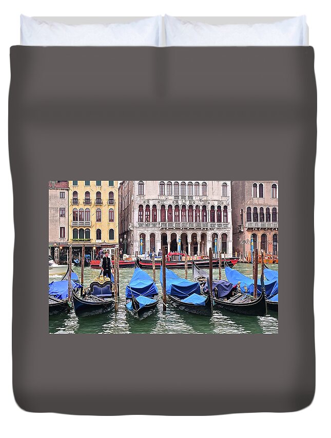 Grand Duvet Cover featuring the photograph On the Grand Canal by Frozen in Time Fine Art Photography