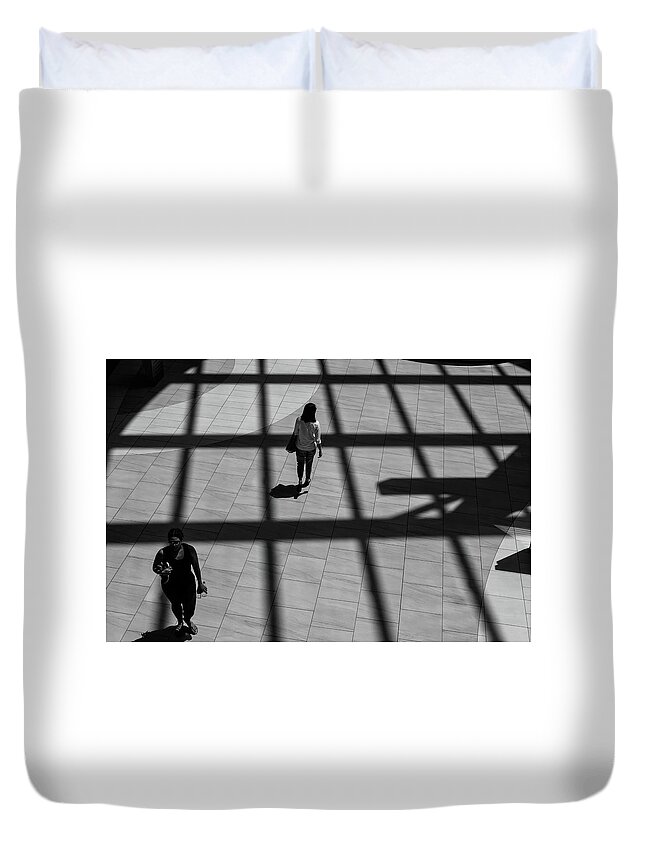 B&w Duvet Cover featuring the photograph On the Grid by Eric Lake