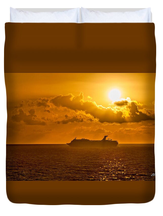 Ship Duvet Cover featuring the photograph On the Horizon by Christopher Holmes