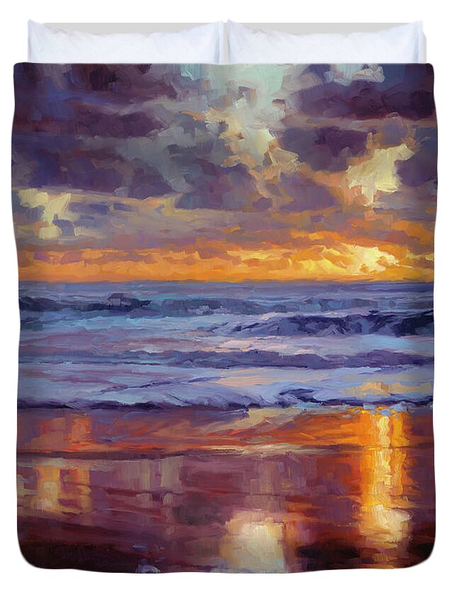 Ocean Duvet Cover featuring the painting On the Horizon by Steve Henderson
