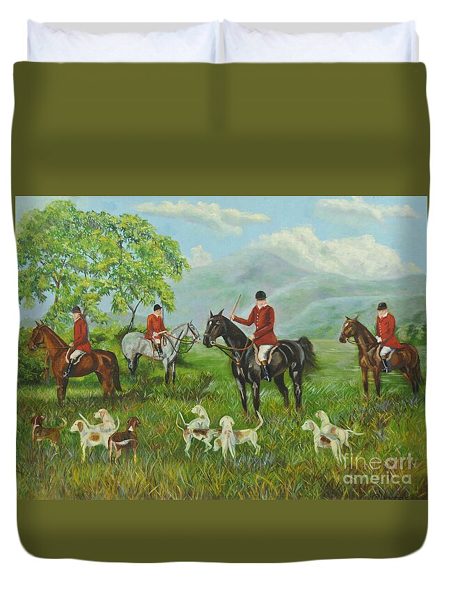 Fox Hunt Duvet Cover featuring the painting On The Hunt by Charlotte Blanchard