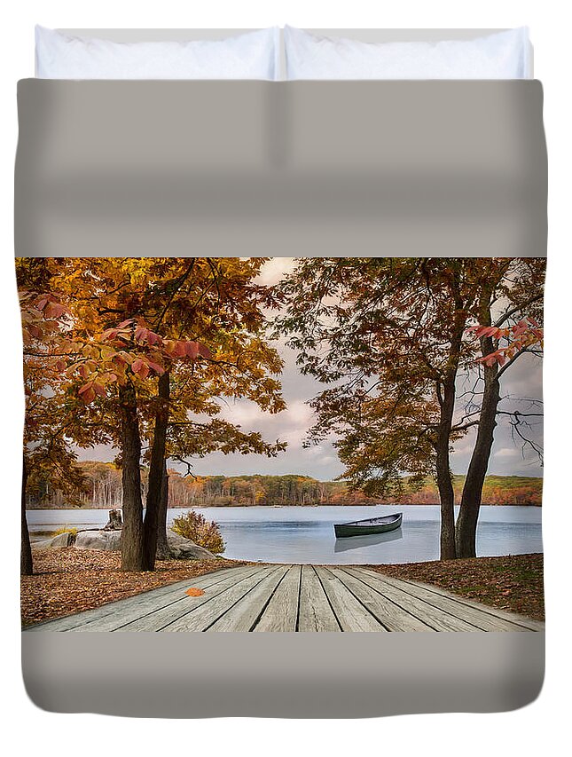 Lake Duvet Cover featuring the photograph On The Lake by Robin-Lee Vieira