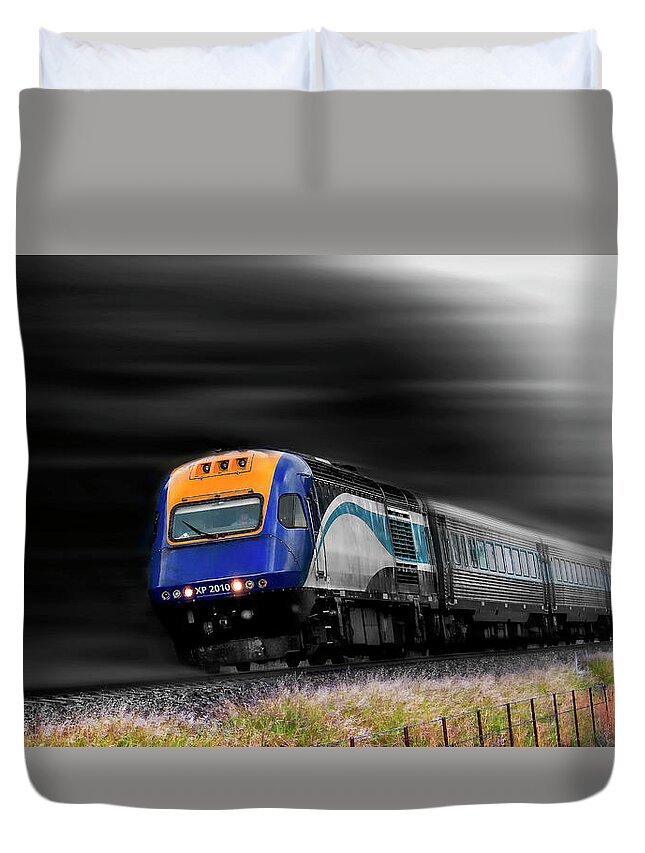 Trains Australia Duvet Cover featuring the digital art On the move 01 by Kevin Chippindall