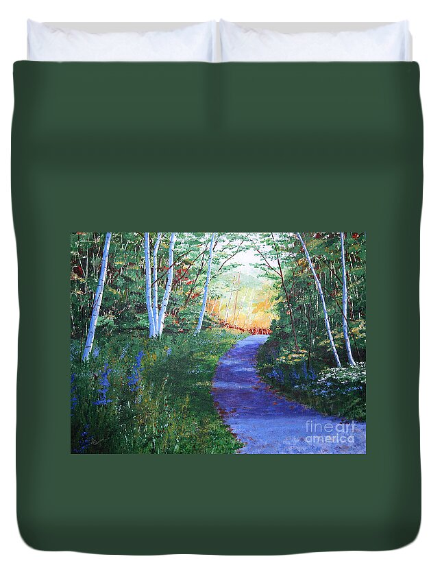 Pathway Duvet Cover featuring the painting On The Path by Lynn Quinn