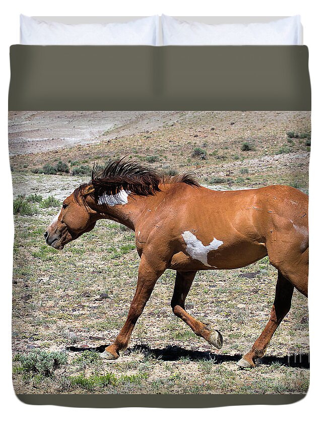 Wild Stallions Duvet Cover featuring the photograph On the Prod by Jim Garrison