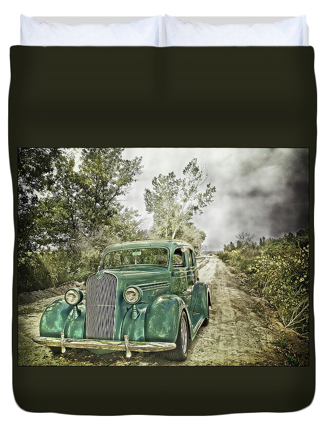 Cars Duvet Cover featuring the photograph On The River Road by John Anderson