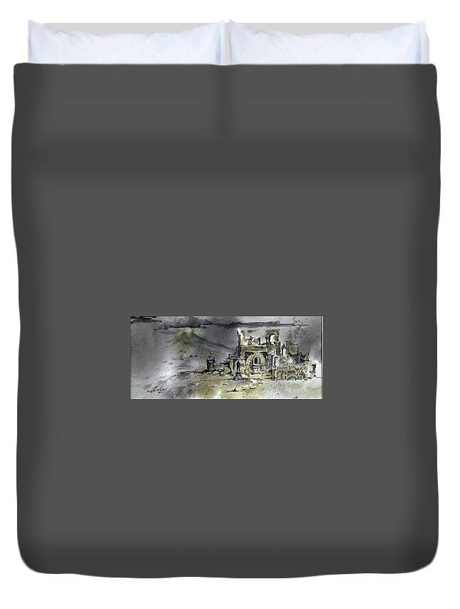  Duvet Cover featuring the painting On the Road II by Douglas Teller