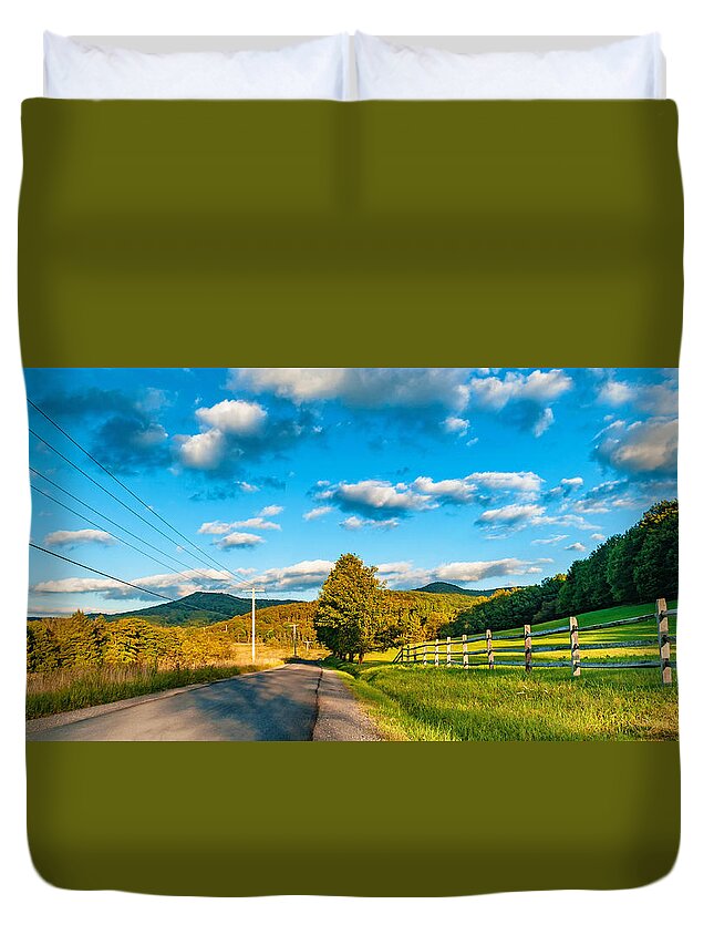 Landscape Duvet Cover featuring the photograph On the Road in WV - Panorama by Steve Harrington