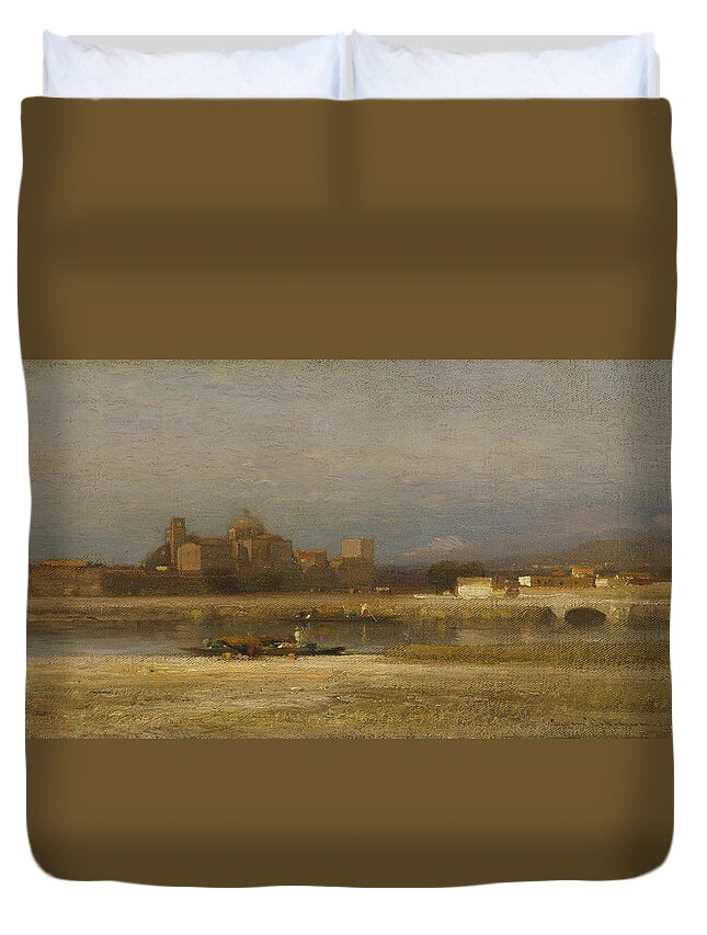 Samuel Colman Duvet Cover featuring the painting On the Viga Outskirts of the City of Mexico by Samuel Colman
