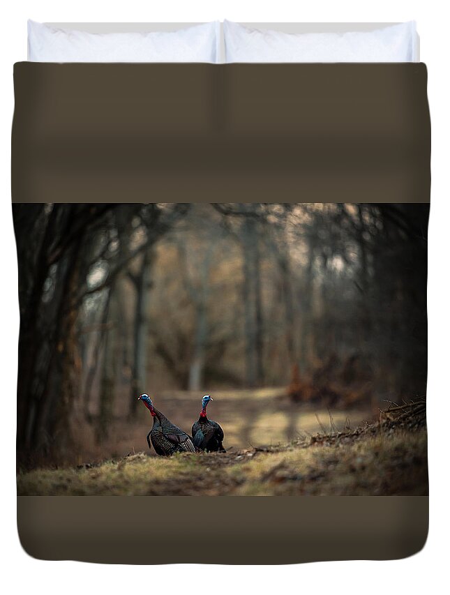 Wildlife Duvet Cover featuring the photograph On the Woodlot Path by Jeff Phillippi