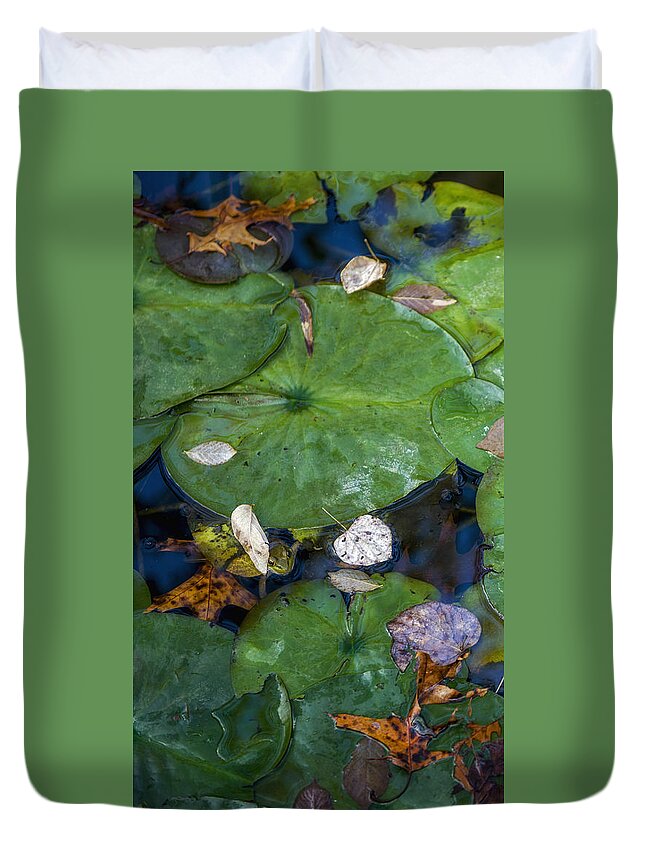 Ground Shot Duvet Cover featuring the photograph One Frog by Paula Barrickman