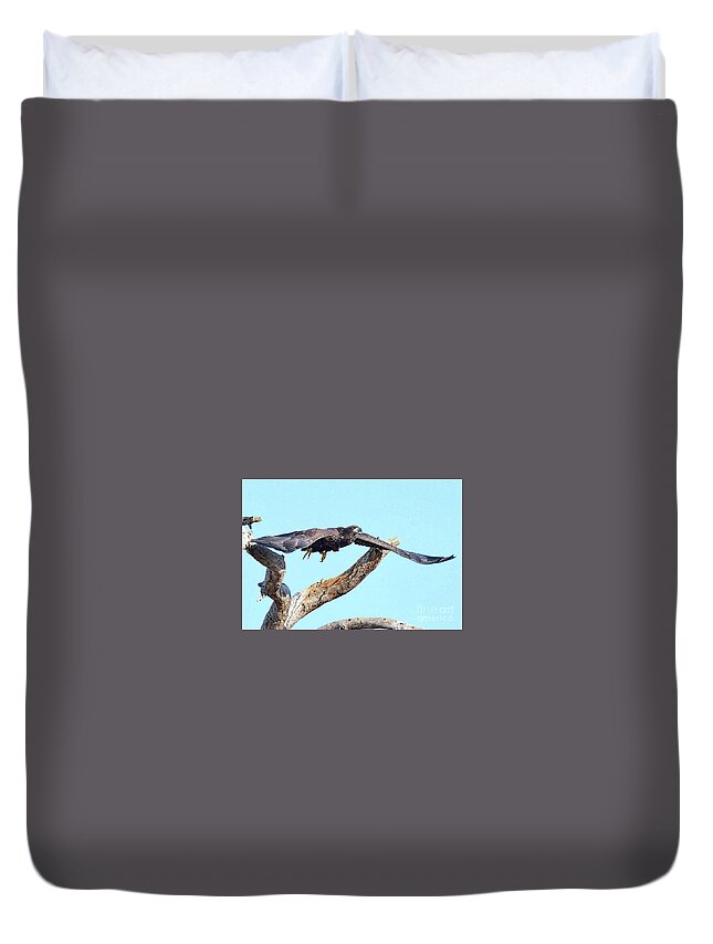 Bald Eagle Duvet Cover featuring the photograph One last fly E9 by Liz Grindstaff
