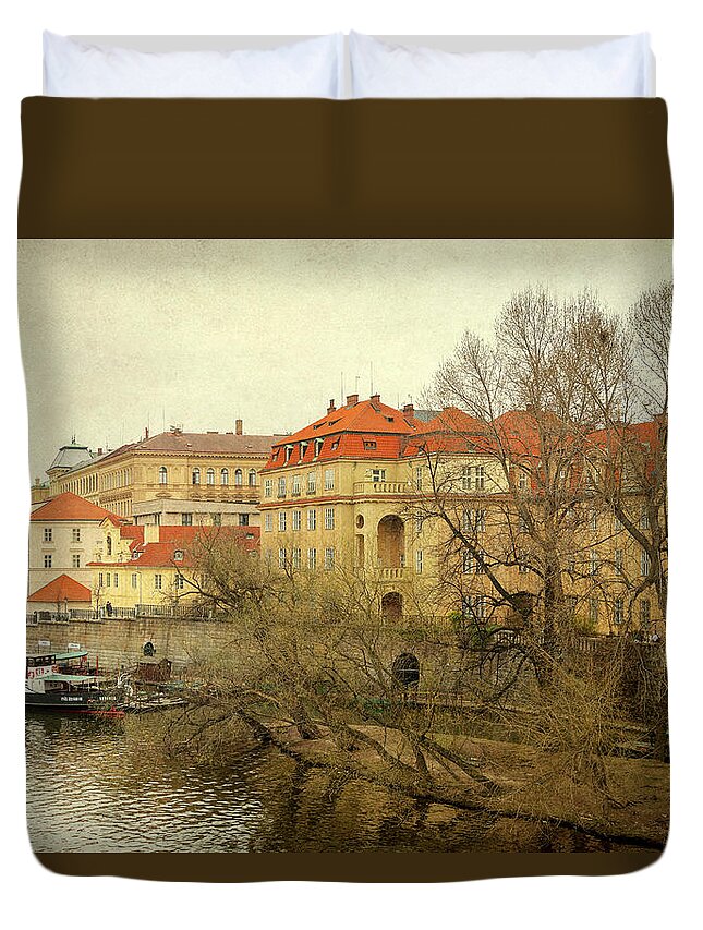 City Duvet Cover featuring the photograph One side on a river by Svetlana Sewell