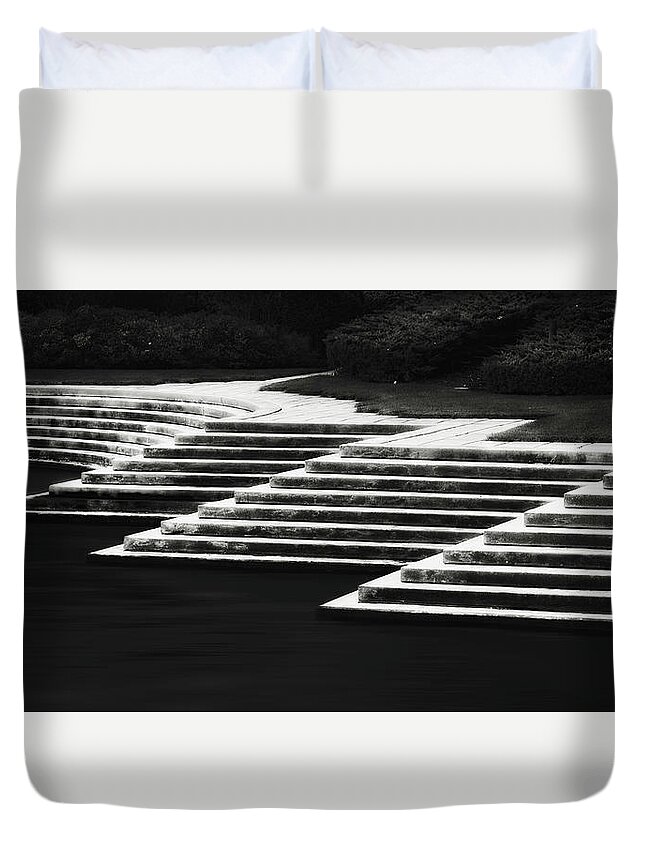 Panoramic View Duvet Cover featuring the photograph One step at a time by Eduard Moldoveanu