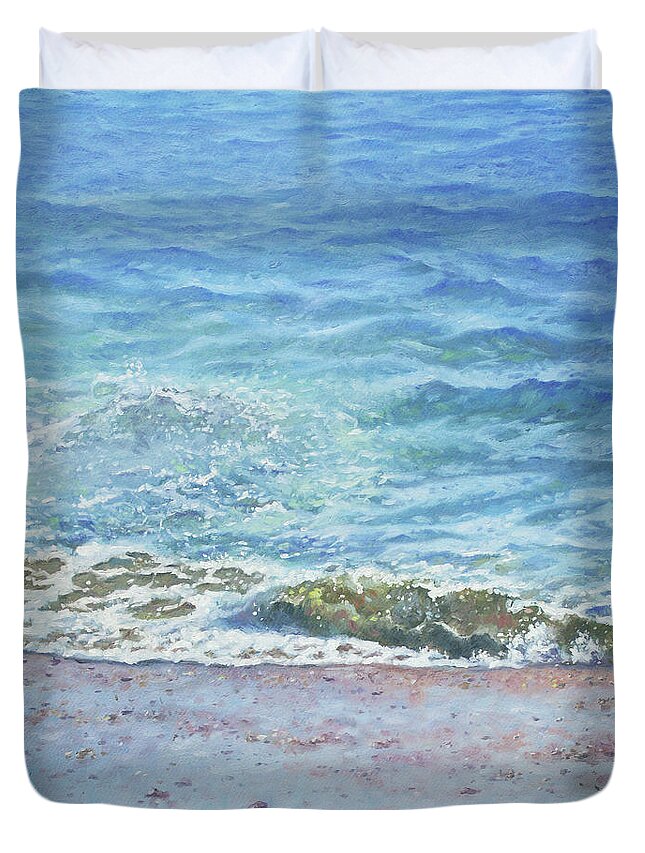 Waves Duvet Cover featuring the painting One Wave by Martin Davey