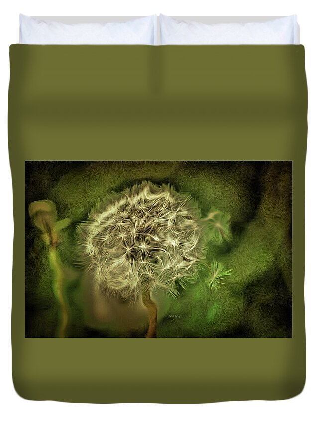 Flower Duvet Cover featuring the mixed media One Woman's Wish by Trish Tritz