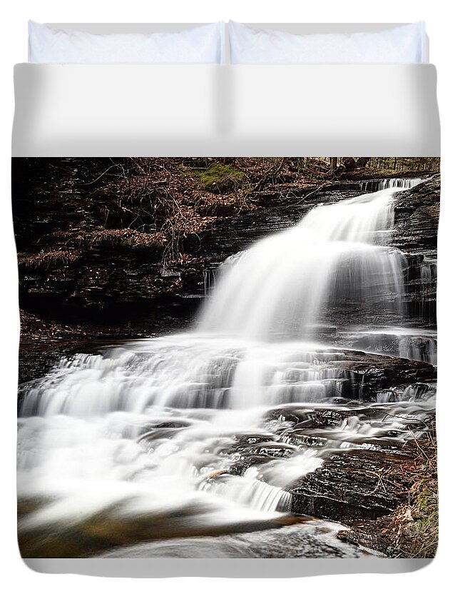 Photography Duvet Cover featuring the photograph Onondaga Falls by Larry Ricker