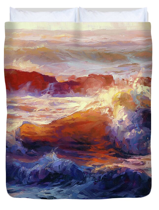 Ocean Duvet Cover featuring the painting Opalescent Sea by Steve Henderson
