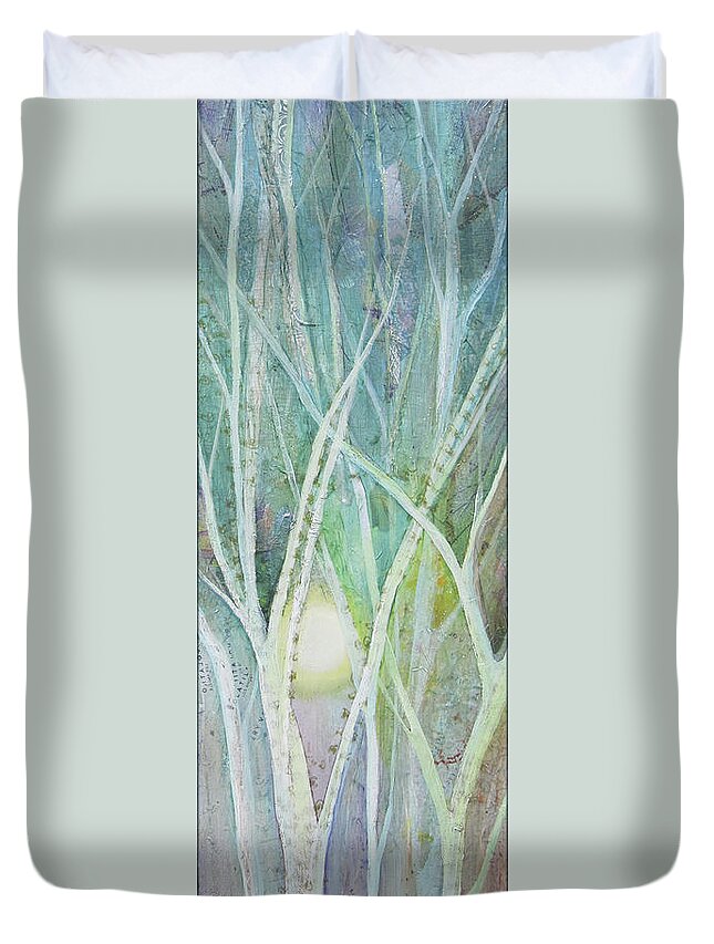 Trees Duvet Cover featuring the painting Opalescent Twilight II by Shadia Derbyshire