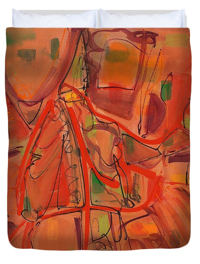 Abstract Duvet Cover featuring the painting Open Paths One by Lynne Taetzsch