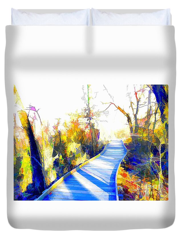 Forest Duvet Cover featuring the painting Open Pathway Meditative Space by Robyn King