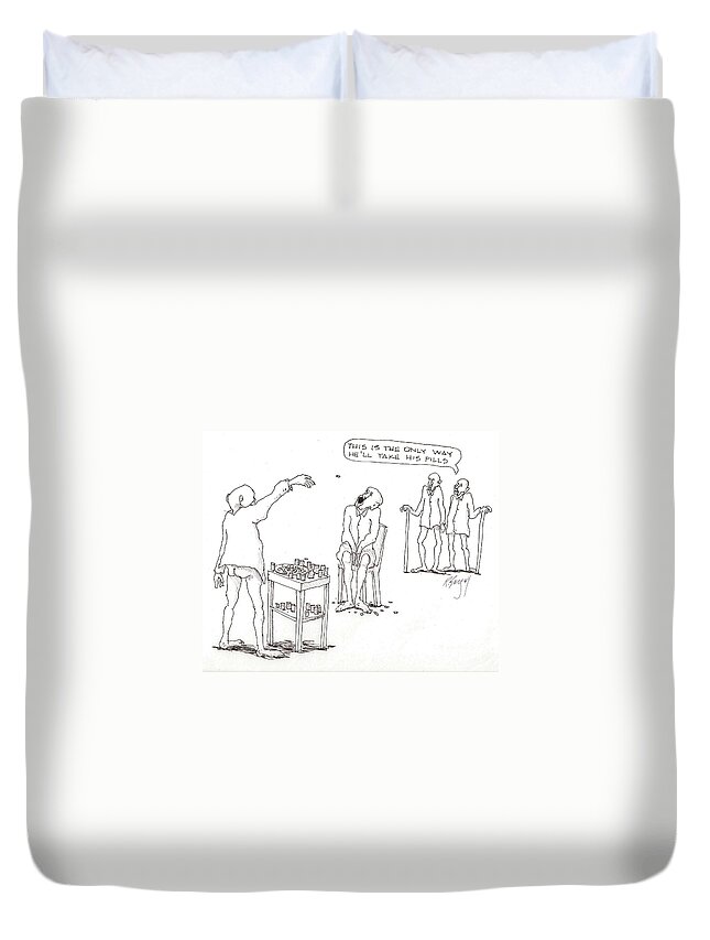 Pills Duvet Cover featuring the drawing Open Up by R Allen Swezey