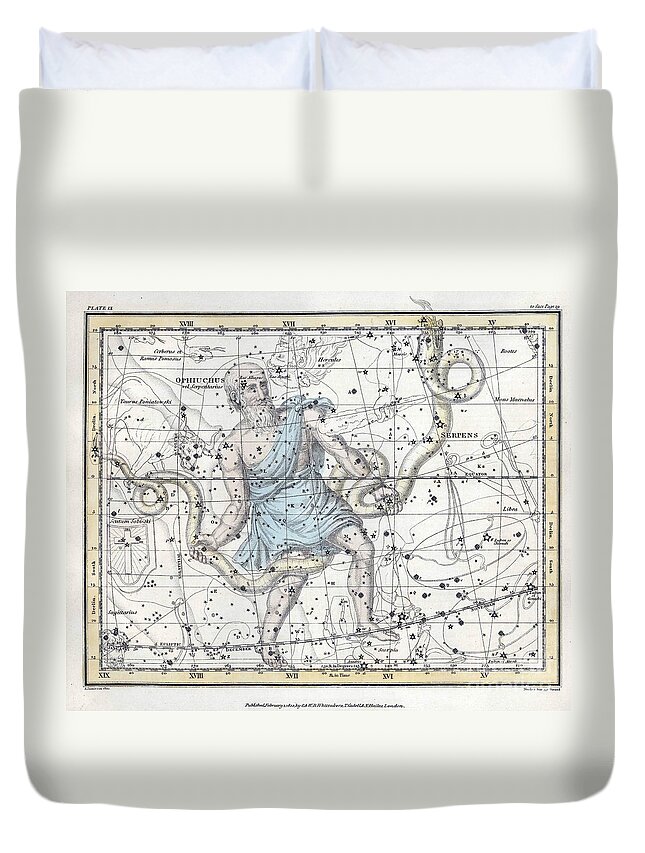 Science Duvet Cover featuring the photograph Ophiuchus And Serpens Constellations by U.S. Naval Observatory Library