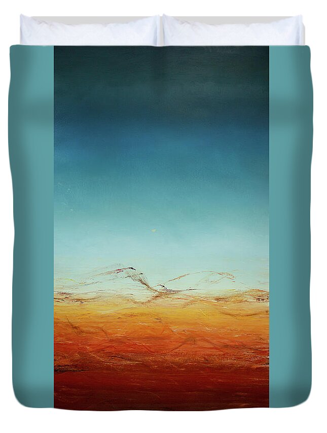 Derek Kaplan Art Duvet Cover featuring the painting Opt.39.17 Moonrise Diptych 2 of 2 by Derek Kaplan