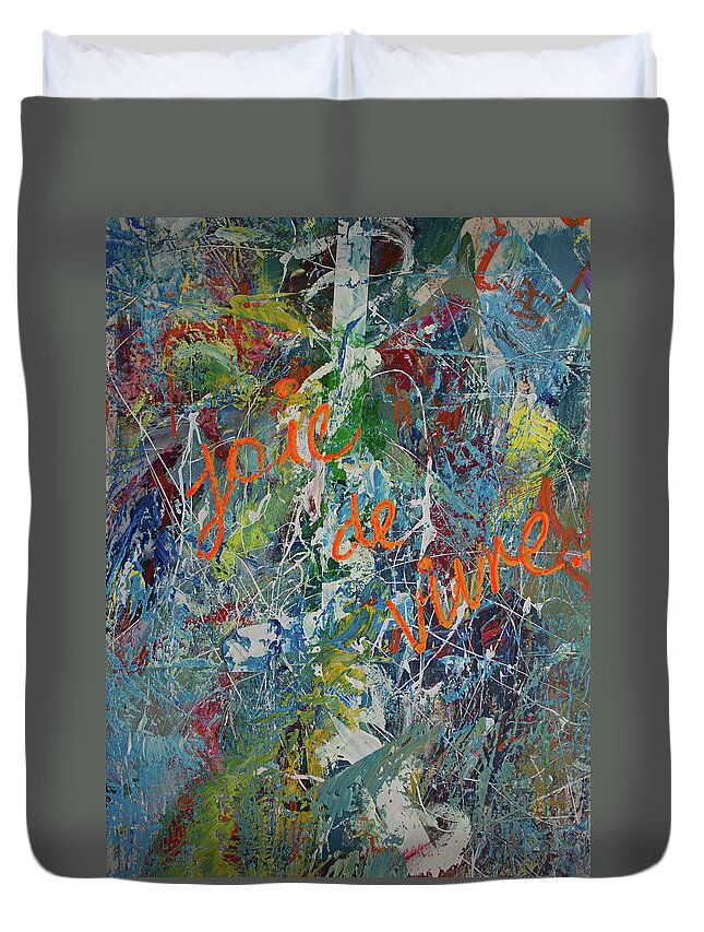 Derek Kaplan Art Duvet Cover featuring the painting Opt.43.16 Studio Wall by Derek Kaplan