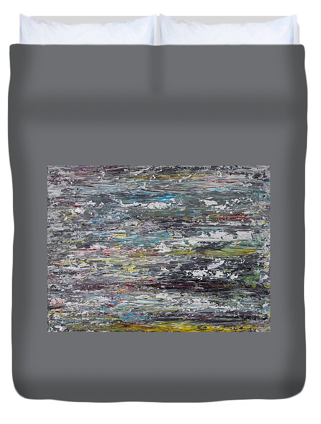 Derek Kaplan Art Duvet Cover featuring the painting Opt.67.15 No Room To Breathe by Derek Kaplan