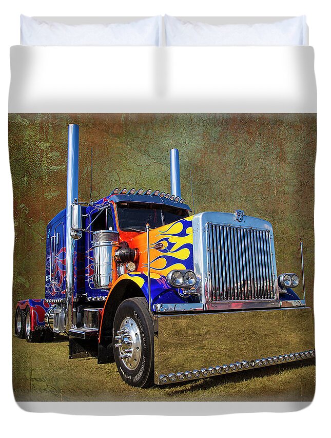 Truck Duvet Cover featuring the photograph Optimus Peterbilt by Keith Hawley