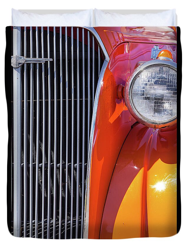 Vintage Car Duvet Cover featuring the photograph Orange Crush by Holly Ross