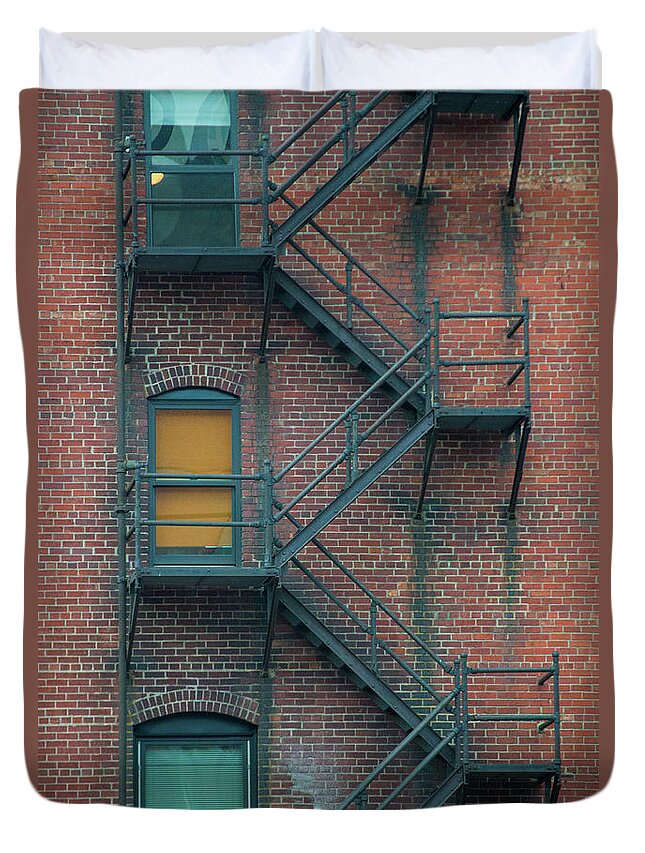 Bricks Duvet Cover featuring the photograph Orange Door by Stephen Holst