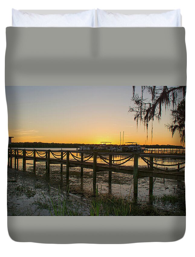 Sunset Duvet Cover featuring the photograph Florida - St Johns River Sunset by John Black