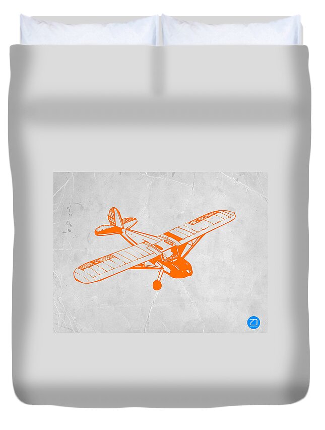 Plane Duvet Cover featuring the painting Orange Plane 2 by Naxart Studio