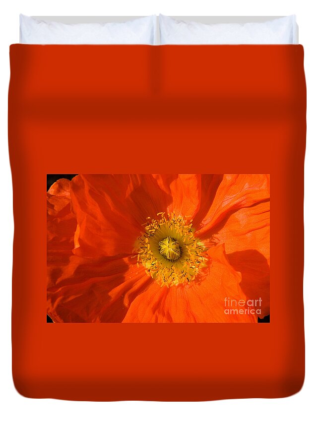 Nature Duvet Cover featuring the photograph Orange Poppy Flower by Julia Hiebaum