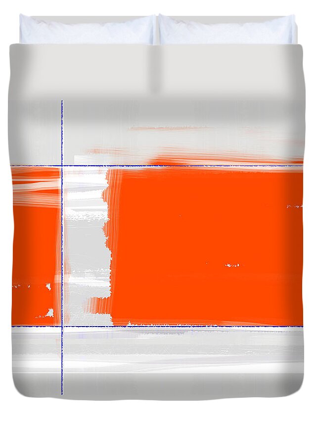 Abstract Duvet Cover featuring the painting Orange Rectangle by Naxart Studio