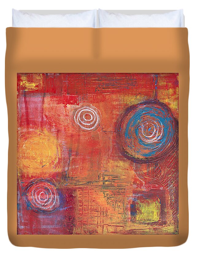 Abstract Duvet Cover featuring the painting Orange Red Abstract by Susan Stone