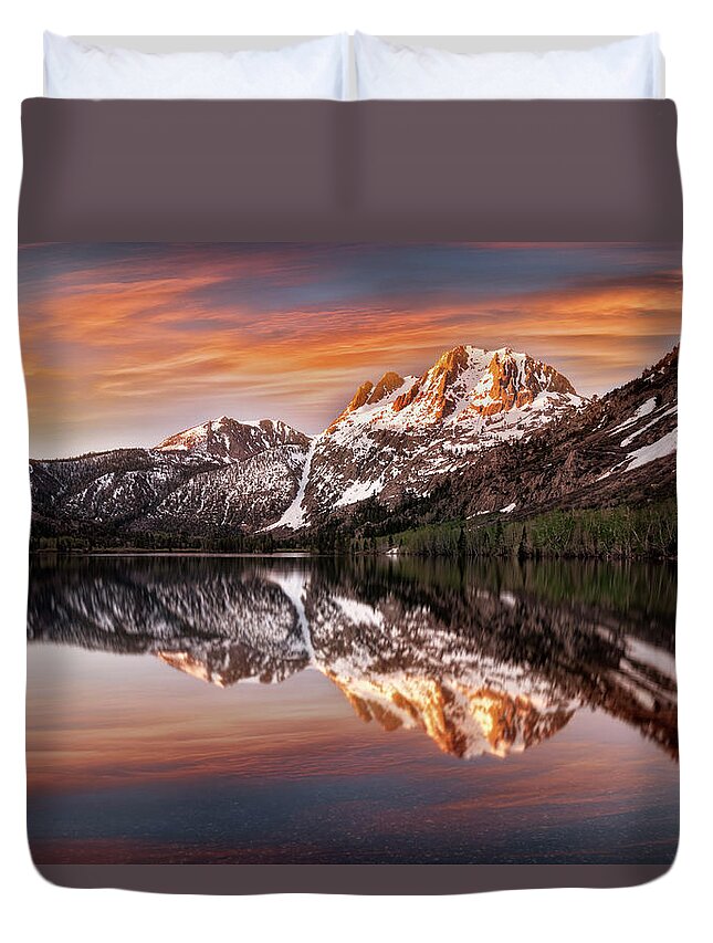 Sunrise Duvet Cover featuring the photograph Orange Relections by Nicki Frates