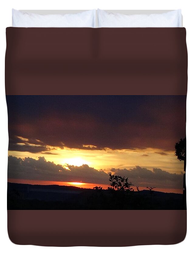 Sunset Duvet Cover featuring the photograph Orange September Sunset by Toni Berry