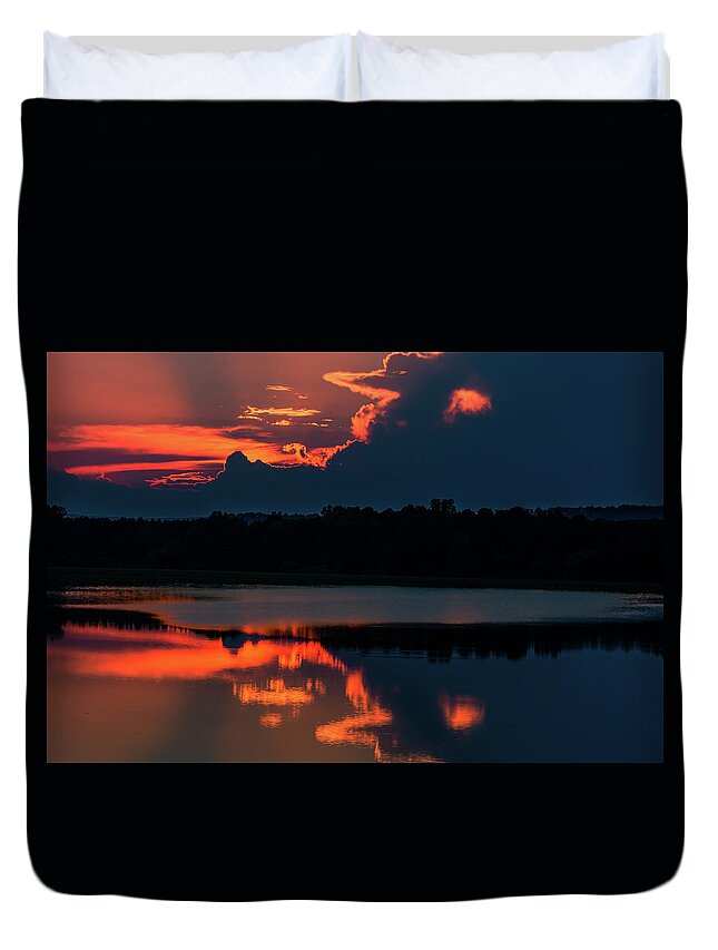 Sunset Duvet Cover featuring the photograph Orange Sky by James L Bartlett