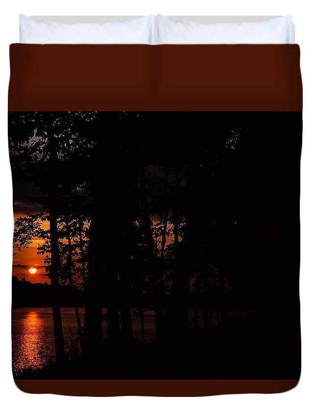 Landscape Duvet Cover featuring the photograph Orange Sunset by James L Bartlett