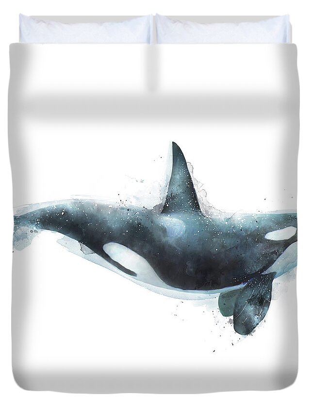 #faatoppicks Duvet Cover featuring the painting Orca by Amy Hamilton