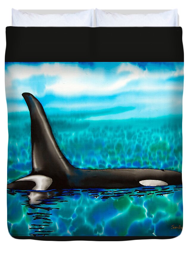  Orca Duvet Cover featuring the painting Orca by Daniel Jean-Baptiste
