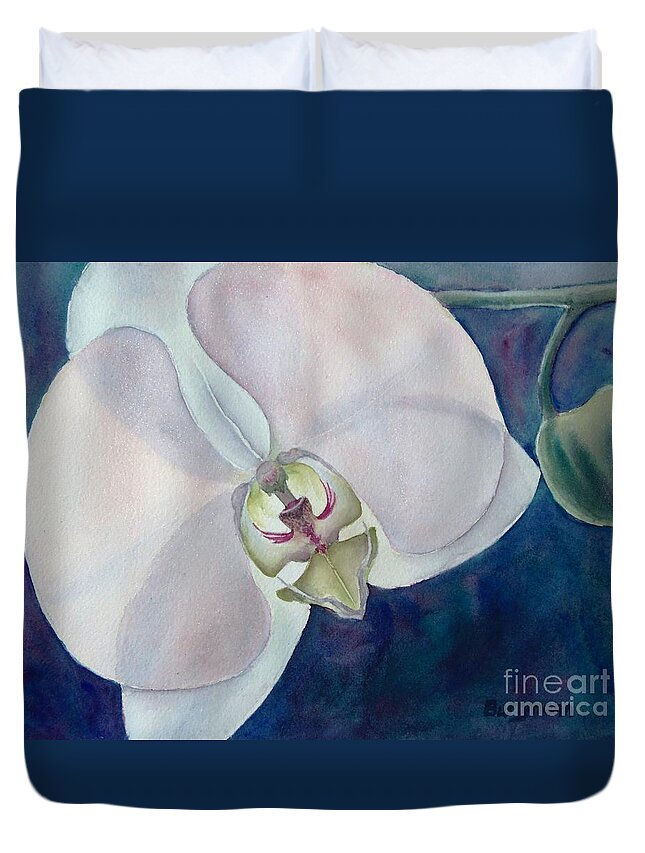 Orchid Duvet Cover featuring the painting Orchid Angel by Petra Burgmann