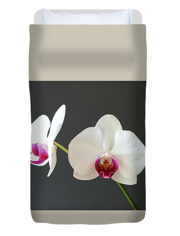 Orchid Duvet Cover featuring the photograph Orchid Blooms by Laurel Best