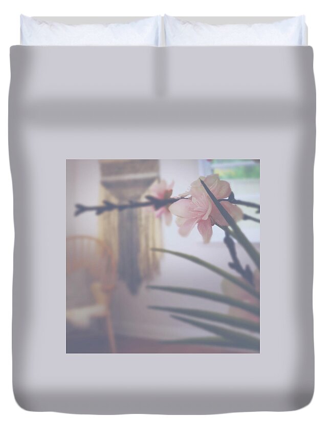 Orchid Duvet Cover featuring the digital art Orchid Reaching by Kevyn Bashore