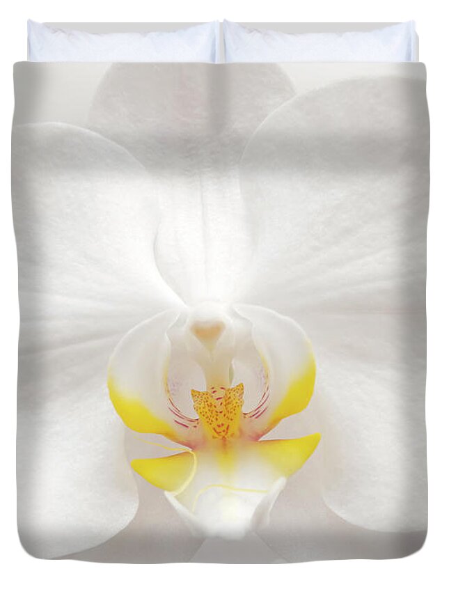 White Duvet Cover featuring the photograph Orchid by Wim Lanclus